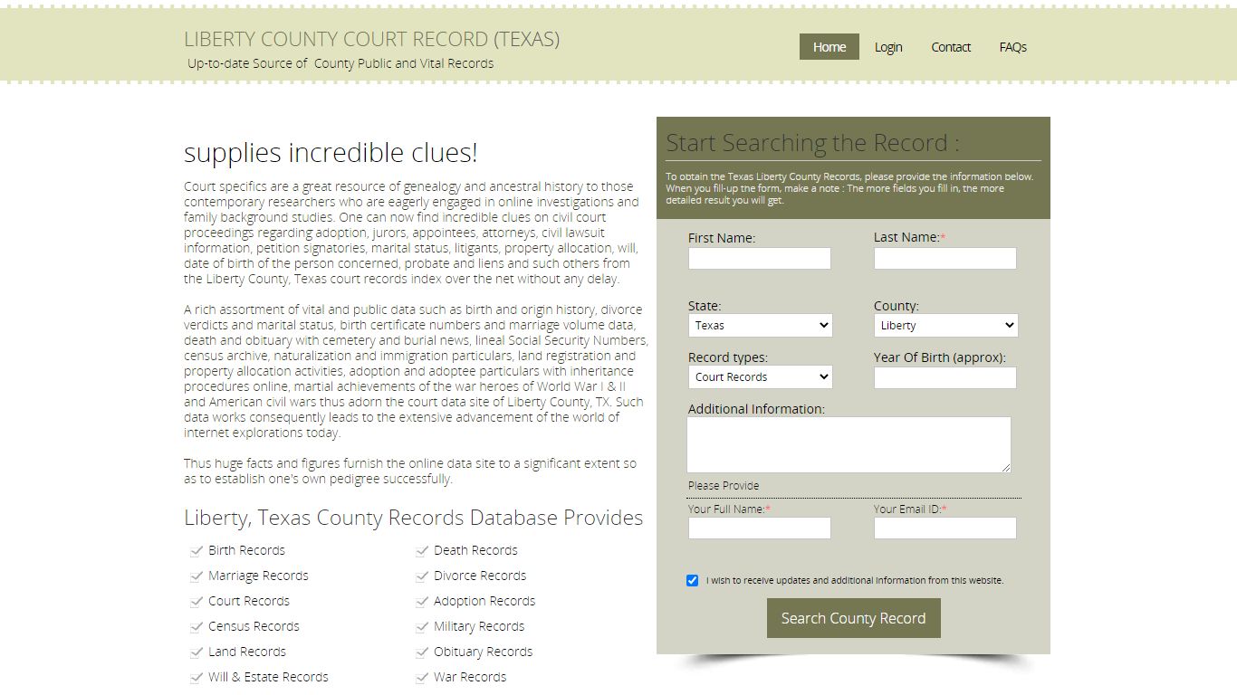 Liberty County, Texas Public Court Records Index